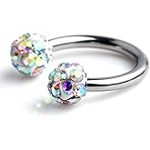 Ruifan Crystal Tiny Nose Septum Horseshoe Earring Eyebrow Lip Helix Tragus Cartilage Piercing Ring 20G 8mm