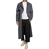 Runcati Mens Trench Coat Double Breasted Belted Windbreaker Jackets Lapel Lightweight Long Jacket Casual Overcoat