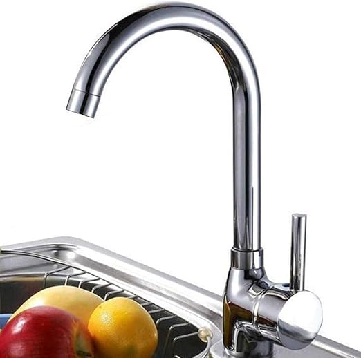 Grifo de cocina para fregadero de arco alto Giratoria agua caliente y