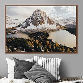 signwin Framed Canvas Wall Art Winter Lake Aerial...