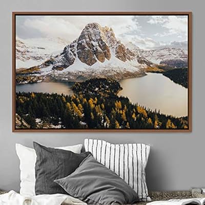 signwin Framed Canvas Wall Art Winter Lake Aerial...