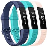 Vancle Bands Replacement for Fitbit Alta HR and Fitbit Alta (3 Pack), Newest Sport Replacement Wristbands with Secure Metal Buckle for Fitbit Alta HR/Fitbit Alta (Blue Teal Blush-Pink, Small)