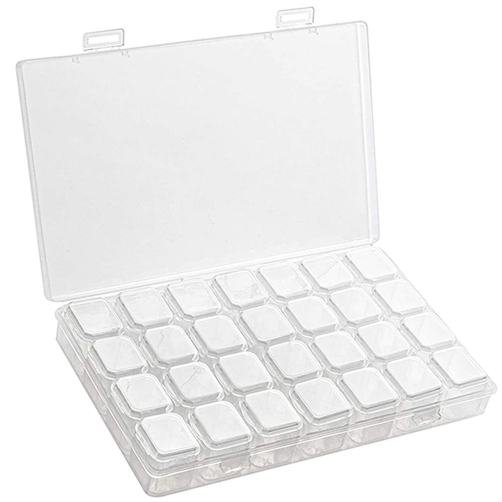 BETOY Earring Organizer Storage Boxes, 28 Grids Clear Plastic Organiser Multifunctional Clear Organizer Storage Boxes For Rhinestones, Earrings and Beads(Mini Compartment Size 2.5 x2x2.2 cm)