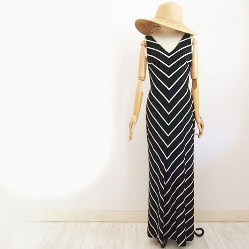 Amazon Co Jp ラルフローレン Ralph Lauren Lauren ローレン レディース ボーダー ストレッチ マキシワンピース 6 L Black 並行輸入品 服 ファッション小物