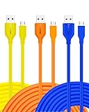 Micro USB Cable, Eversame [3-Pack] 6Ft 1.8M Plastic PVC USB2.0 A Male to Micro B Charger Cord For Android, Samsung Galaxy S6 Edge Plus/Note5/Note4, HTC One X/M9, LG Volt, and more (Orange Blue Yellow)