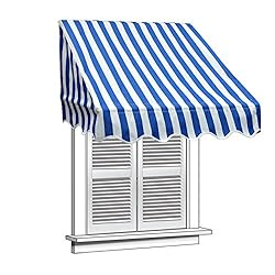 ALEKO 6x2 Feet Blue/White Stripe Window Awning Door