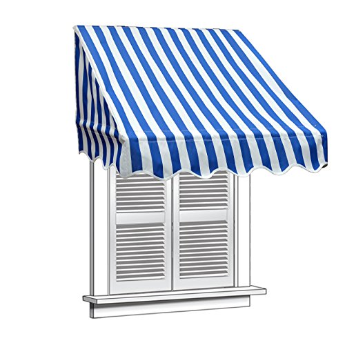 ALEKO 6x2 Feet Blue/White Stripe Window Awning Door