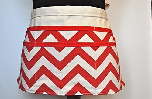 Women's chevron utility apron in red and white chevron