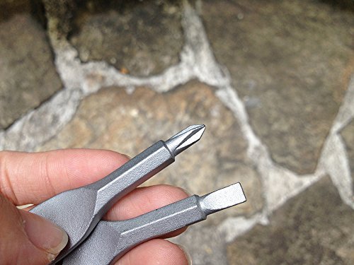 EKLOEN Outdoor Multifunctional Pocket Mini Tool Screwdriver with Keychain (2 Piece Black and 2 Piece Silver) - Thumbnail 4