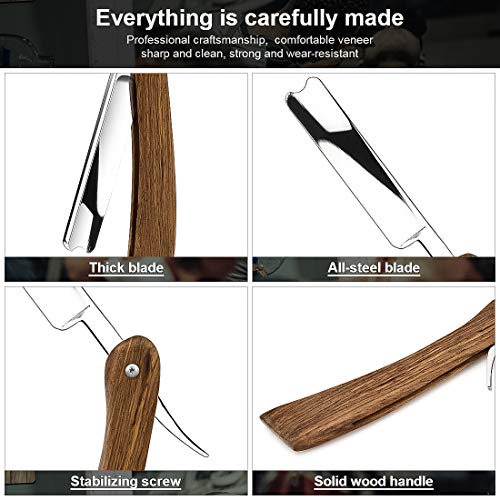 peinat Straight Razor, Wooden Straight Edge Razor for Man Stainless
