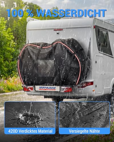SUPAREE Bicycle Cover for 2 Bicycles Bicycle Cover Waterproof Transport Bicycle Cover for Bicycle Carrier with Warning Bag (Bag Only) UV Protected Weatherproof Tear-Resistant 420D for Motorhome Car