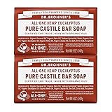 Dr. Bronner's - Pure-Castile Bar Soap (Eucalyptus, 5 ounce, 2-Pack) - Made with Organic Oils, For Face, Body and Hair, Gentle and Moisturizing, Biodegradable, Vegan, Cruelty-free, Non-GMO