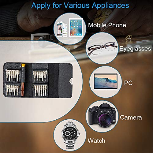25 in 1 Screwdriver Set, BetyBedy Precision Screwdriver Repair Tool Kits with Black Leather Bag for PC, Eyeglasses, Mobile Phone, Watch, Digital Camera and Other Appliances - Thumbnail 6