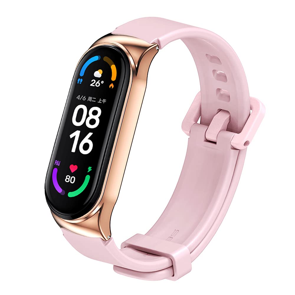 BDIG Watch Strap for Xiaomi Mi Band 4 Mi Band 3 Sport Silicone Replacement Wristbands for Xiaomi Miband 4/3 Fitness Activities, pink, mi band 3/4/5/6, Bracelet