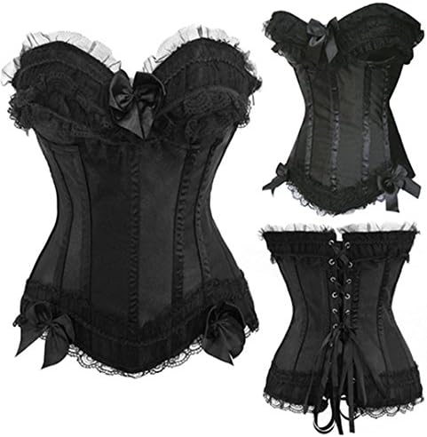 Ringrun Red Waist Trainer Corsets and Bustiers Lace up Corset Top 68 Black XXL
