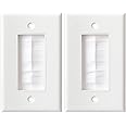 BNPUHIU Single Brush Wall Plate, Cable Pass Through Insert for Wires with 1 Gang Low Voltage Mounting Bracket, Cable Access Strap Wall Plate for Home Theater Systems, Office, HDTV, White 2 Pack