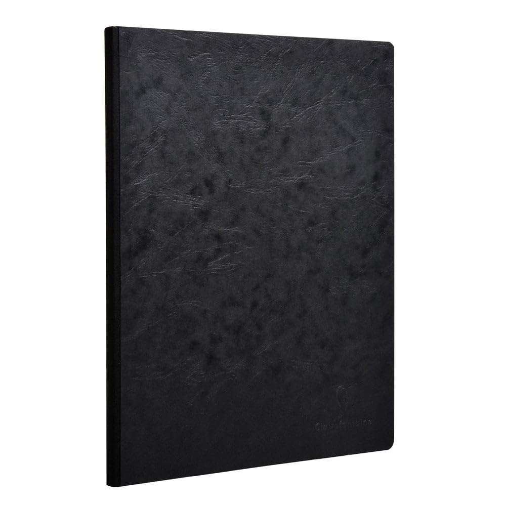 Clairefontaine 791401C Collection Age Bag - Black Canvas Back Stitched Notebook - A4 21x29,7cm - 192 Plain White Pages - Paper 90g - Leather Grain Cover Card