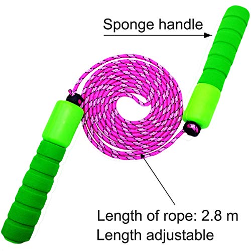 M-jump Colorful Adjustable Soft Skipping Rope - 4 Pack Lightweight Foam Handles Jump Rope for Kids Children Students & Adults (Random Color - Thumbnail 3