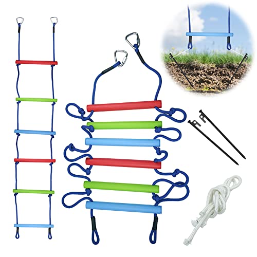 Climbing Rope Ladder for Kids with Ground Anchoring, 6.7FT Rope Ladder