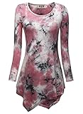 DJT Womens Tie Dyed Hankerchief Hemline Tunic Top X-Large #17 Pink