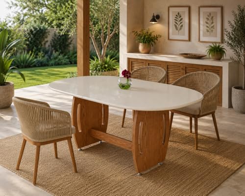Mesa de Jantar Oval 1,37x90 cm 4 E 6 Lugares Em MDF/MDP