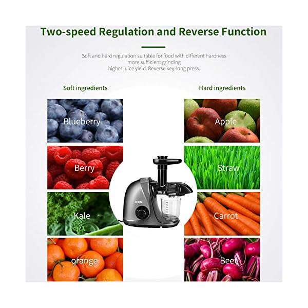 Slow-Juicer-Masticating-Juicer-Machine-Jocuu-Juicers-for-Fruit-and-Vegetable-with-SoftHard-Modes-Quiet-Motor-Reverse-Function-Cold-Press-Juicer-Make-Fresh-Healthy-Juice-with-Brush-Recipes Jocuu Slow Masticating Juicer with Soft/Hard Modes Easy to Clean Quiet Motor & Reverse Function, Cold Press Juicer for…