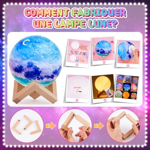 Girl Gift 7 8 9 10 Years: Toy Child 5 6 7 8 Years Manual Activities for Children Creative Leisure Children 8-9-10-11 Years Painting Kit Lamp Moon Night Light Birthday Gift Girl Boy 3-12 Years