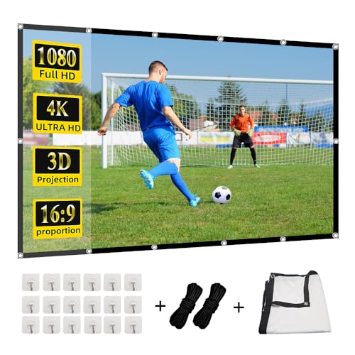 100 inch Projection Screen,GAINVANE 16:9 Foldable Anti-Crease Portable Projector Movies Screens for Home Theater Church School Presentation Rear Projection