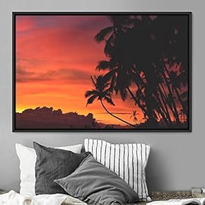 signwin Framed Canvas Wall Art Palm Tree Colorful...