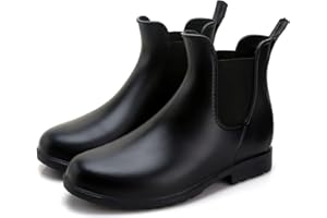 YorFotMae Ankle Rain Boots for Women, Comfort Waterproof Chelsea Rain Boots, Adjustable Rubber Short Rainboots Shoes, Adult Cute Lightweight Garden Boots for Outdoor
