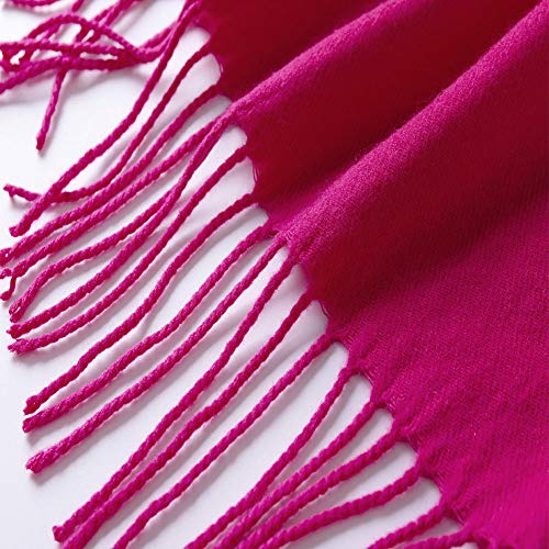 Bellonesc Cashmere Scarf Shawls for Women and Men (Rose red)
