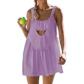 AnotherChill Womens Tennis Dress Built-in Bra & Matching Shorts Pockets Workout Dresses Athletic Outfits Cut Out Two Piece