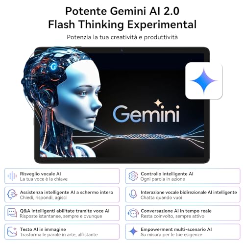 TABWEE Android 16 Tablet con Tastiera - 24 GB RAM+ 256 GB ROM(2 TB TF), Octa-Core, Gemini AI, Widevine L1, Tablet 10 Pollici, 5000 mAh, 8 MP+5 MP, Face ID, 3.5 mm Jack Port -Blu (4 Anni Garanzia)