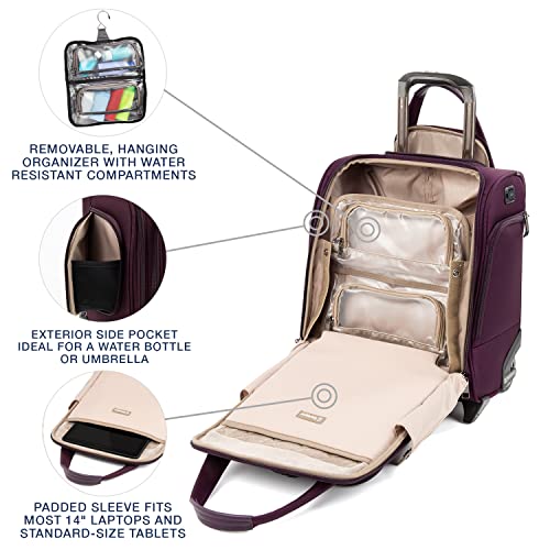 Travelpro Crew Versapack Rolling Underseat Carryon Bag, Perfect Plum