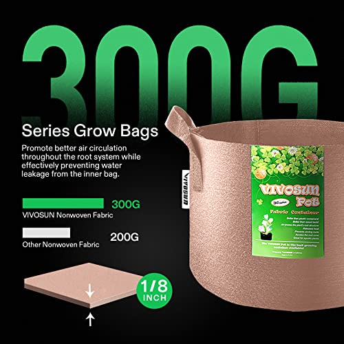 VIVOSUN 5Pack 25 Gallons Grow Bags Heavy Duty Thickened Nonwoven