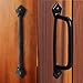 Matte Black Barn Door Pull and Flush Set Heavy-Duty Door Hardware - goldenwarm Sliding Door Pull Handles Rustic Cabinet Hardware Black Gate Pull and Handle, Pack of 2