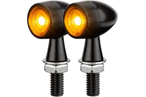 HAZAWA Mini Bullet LED Turn Signals for Motorcycle Mini Blinkers Small Front Rear Indicator Compatible with Harley Davidson Honda Triumph Cruiser Choppers Street Bike (Smoke-Amber)