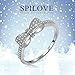 Serend SPILOVE 18k White Gold Plated White Cubic Zirconia CZ Band Bow Ring Fashion Women Jewelry, Size 5.5