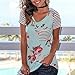 Women Tops,kaifongfu Stripe ❀Short Sleeve Flower Printed T-shirt ❀Blouse Tops (S, Green)