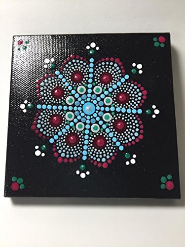 Hand Painted Mandala on Canvas Christmas Snowflake #374