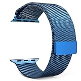 Apple Watch Band Series 1 Series 2, with Unique Magnet Lock, MoKo Milanese Loop Stainless Steel Bracelet Smart Watch Strap for iWatch 42mm All Models, No Buckle Needed - BLUE (Not Fit iWatch 38mm)