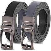 Mark Fred Jack Ratchet Reversible Men’s Leather Belt, Trim-to-Fit, 30mm