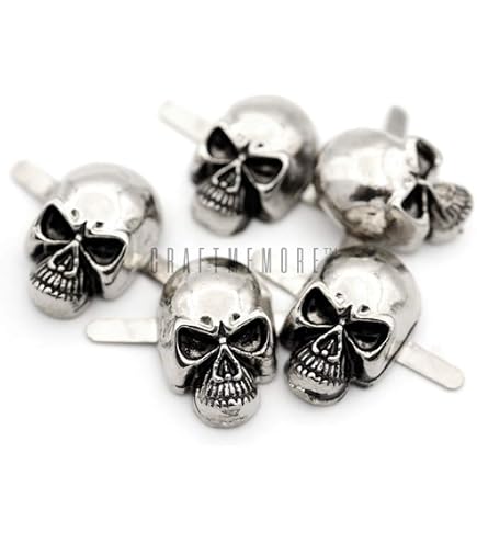 Skull Head Floral Screw Back Concho Antique Silver 1\" 3436-21 - Stecksstore