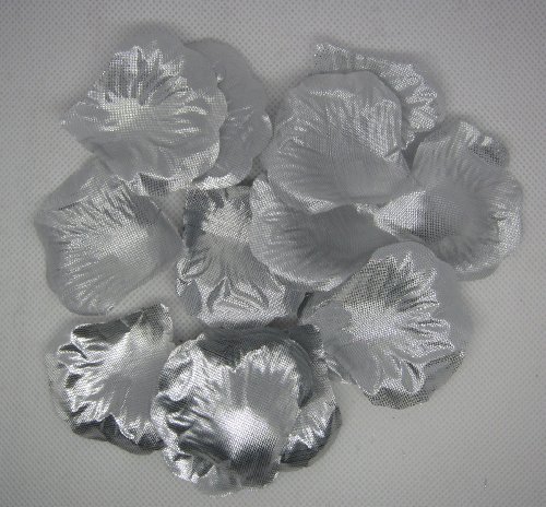 JUYO VONSANÂ® Silk Rose Petals Wedding Flowers Favors 1000 Pcs (Silver)