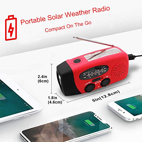 Hand Crank Radio with 3LED Flashlight for Emergency, Dolucky Portable Solar Radios AM/FM NOAA