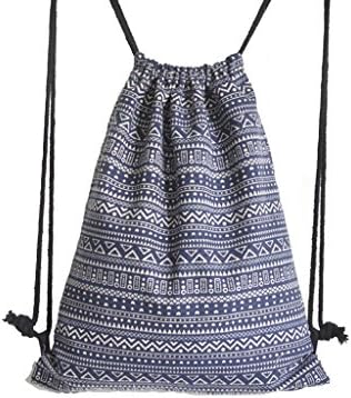 YeeTan Drawstring Sackpack Backpack Gym Yoga Bag School Travel Women Teens Blue