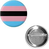Black Transgender Trans Pride Flag Pin 2.25” Round Circle Shape Metal Button Pin Badge Pinback 2.25 inch Pin 57 mm 5.7 cm