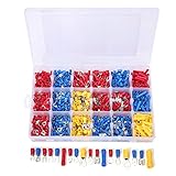 SOLOOP 1200pcs Mixed Assorted Lug Kit Insulated Electrical Wire Connector Terminal Spade Ring Set