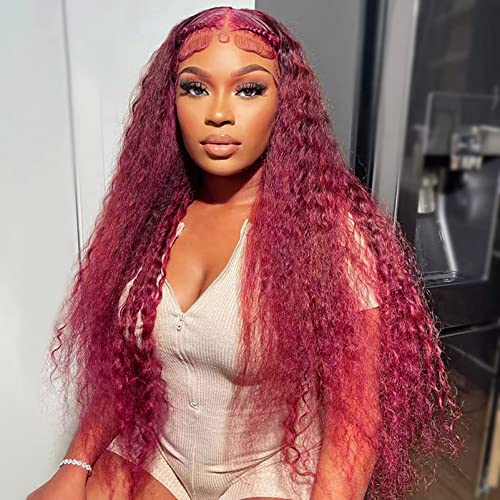 28 Inch Synthetic Lace Front Wigs for Black Women Long Red Curly