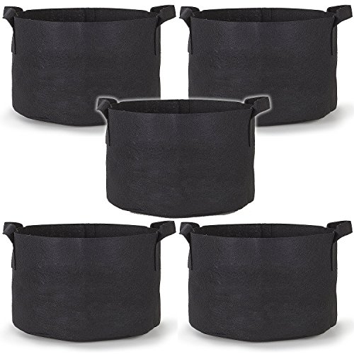 247Garden 5-Pack 30 Gallon Grow Bags/Aeration Fabric Pots w/Handles (Black) (Best Potting Soil For Raspberries)